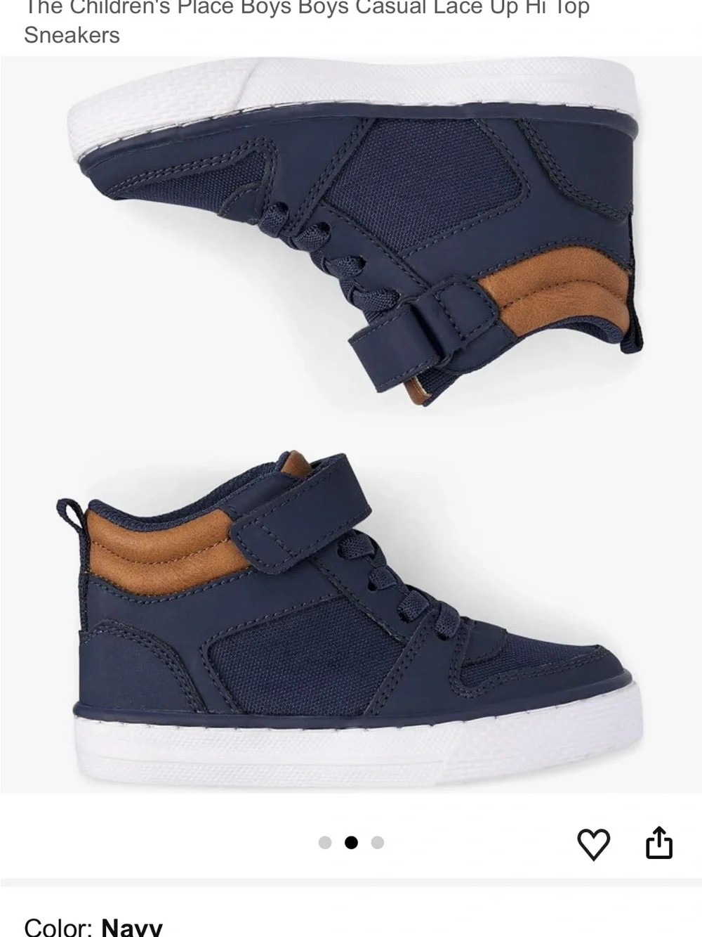 The Children's Place Navy High-Top Sneakers with Tan Accent